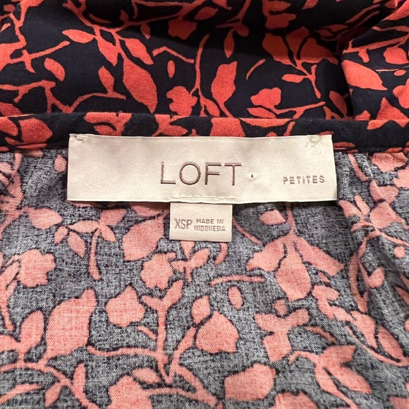 LOFT Petites Black & Burnt Sienna Leaf Print Mini Dress/Tunic Top - Picture 2 of 15